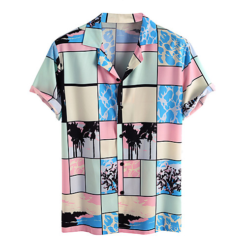 

Men's Shirt Other Prints Graphic Short Sleeve Daily Tops Basic Green
