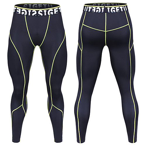 

Men's Running Tights Leggings Compression Pants Athletic Base Layer Bottoms Winter Fitness Gym Workout Running Training Exercise Breathable Quick Dry Soft Plus Size Sport Stripes Black / Red