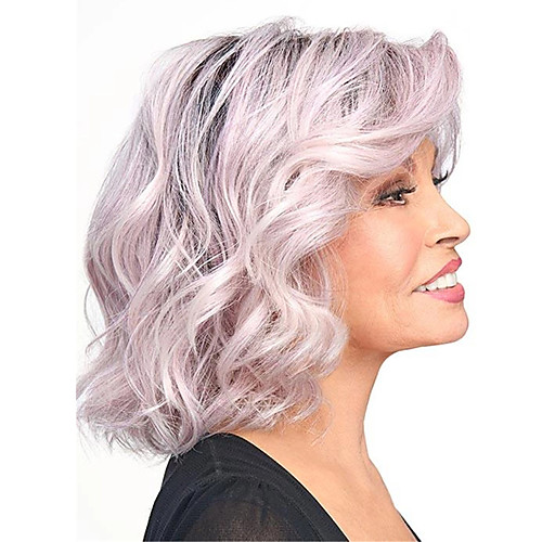 

Synthetic Wig Curly Loose Curl Asymmetrical Wig Short Purple Synthetic Hair 6 inch Women's Classic Ombre Hair Exquisite Pink Brown