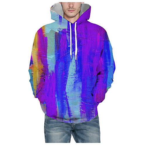 

Men's Daily Pullover Hoodie Sweatshirt 3D Graphic Hooded Basic Hoodies Sweatshirts Long Sleeve Blue