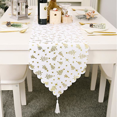 

Table Runner Cotton Christmas Contemporary Holiday Table Cover Table Decorations for Christmas Rectangular 18036 cm White 1 pc