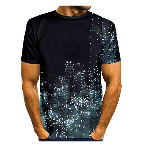 

Men's Abstract Graphic T-shirt Short Sleeve Daily Tops Basic Round Neck Black