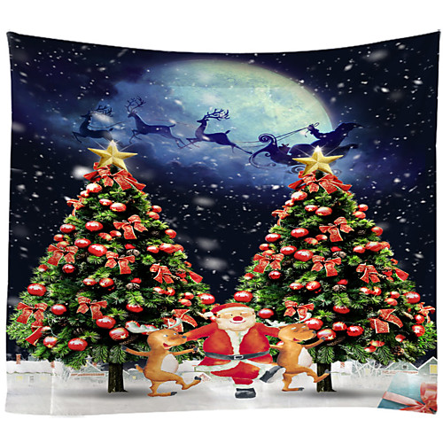 

Christmas Santa Claus Holiday Party Wall Tapestry Art Decor Blanket Curtain Picnic Tablecloth Hanging Home Bedroom Living Room Dorm Decoration Christmas Tree Elk Polyester