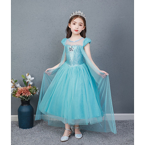 

Princess Dress Cosplay Costume Girls' Movie Cosplay Vacation Dress Halloween Blue Dress Halloween Carnival New Year Polyester / Cotton