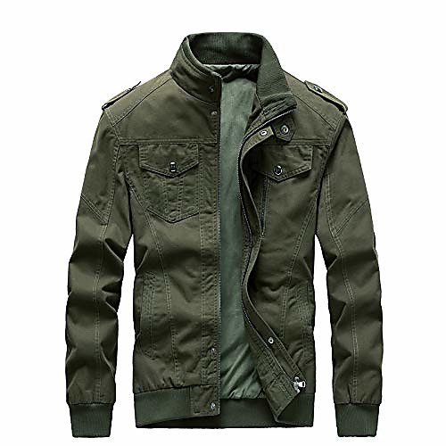 

men's lightweight jackets casual multi pockets zip front stand collar military jackets coat outdoor windproof windbreaker(gm-zy811-green-l)