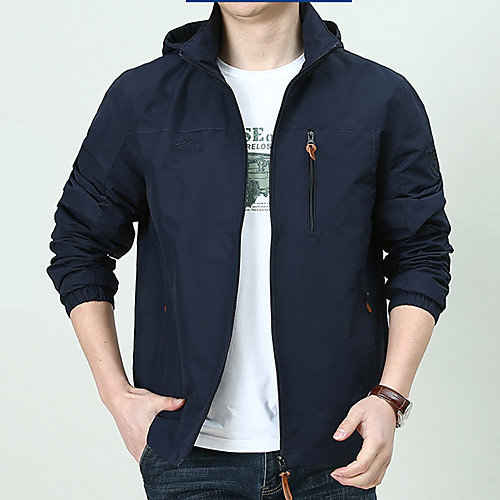 

Men's Hiking Jacket Outdoor Solid Color Thermal Warm Windproof Breathable Quick Dry Jacket Single Slider Fishing Climbing Camping / Hiking / Caving Black Army Green Blue