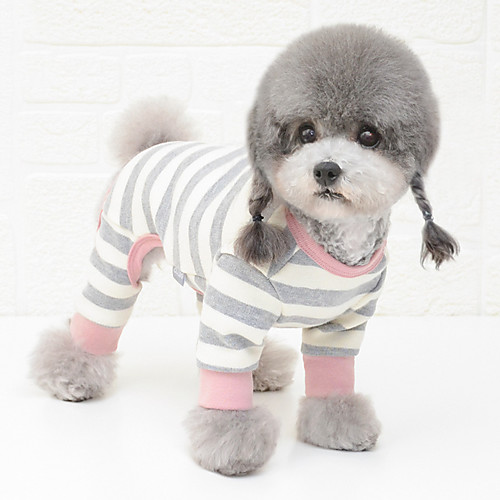

Dog Jumpsuit Pajamas Stripes Casual / Sporty Cute Casual / Daily Winter Dog Clothes Puppy Clothes Dog Outfits Breathable Pink Green Costume for Girl and Boy Dog Cotton S M L XL XXL
