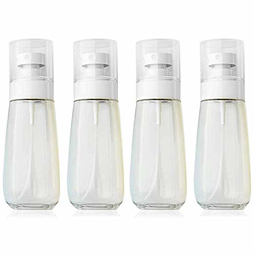 

spray bottles travel size, 4pcs fine mist spray bottle set, empty airless makeup face spray bottle clear refillable travel containers for cosmetic skincare perfume (3 fl. oz) (clear)