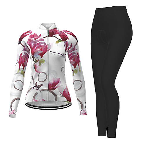 

21Grams Women's Long Sleeve Cycling Jersey with Tights Winter White Novelty Bike Moisture Wicking Quick Dry Breathable Sports Novelty Mountain Bike MTB Road Bike Cycling Clothing Apparel / Athleisure