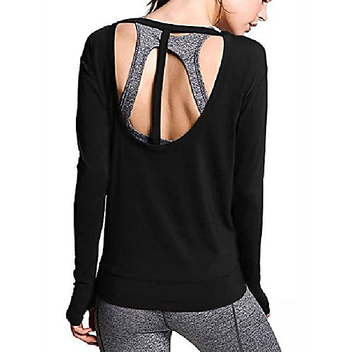 

long sleeve workout yoga shirts tops - women black m