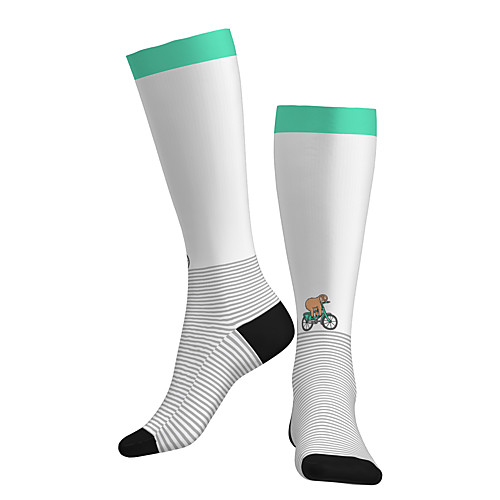 

Compression Socks Long Socks Over the Calf Socks Athletic Sports Socks Cycling Socks Men's Women's Bike / Cycling Breathable Soft Comfortable 1 Pair Stripes Animal Cotton White M L / Stretchy