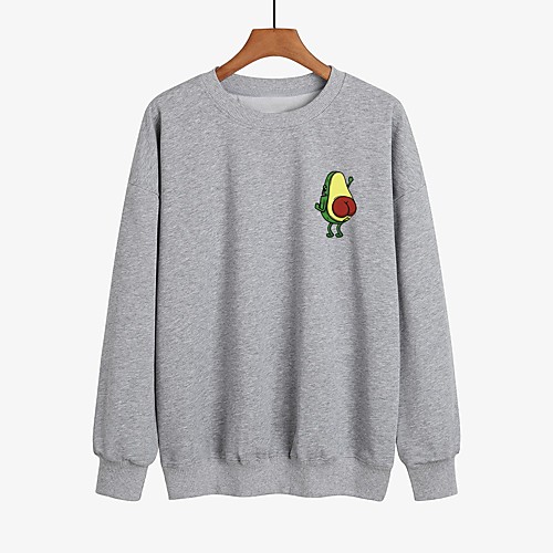 

Women's Pullover Sweatshirt Graphic Fruit Daily Other Prints Basic Casual Hoodies Sweatshirts White Black Red