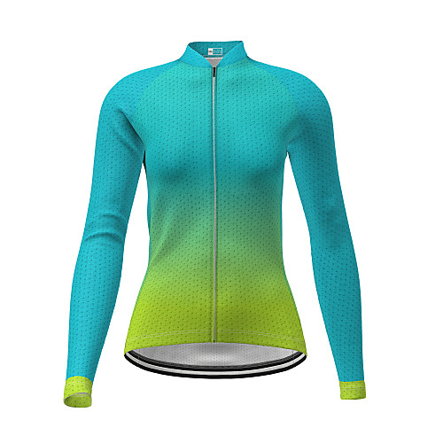

21Grams Women's Long Sleeve Cycling Jersey Winter Green Gradient Bike Jersey Top Mountain Bike MTB Road Bike Cycling Quick Dry Sports Clothing Apparel / Micro-elastic / Athleisure