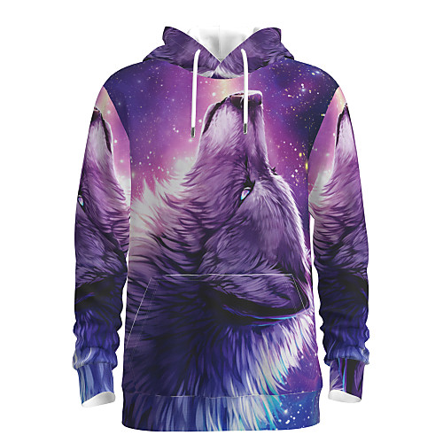 

Men's Pullover Hoodie Sweatshirt Graphic Animal Hooded Daily 3D Print Basic Hoodies Sweatshirts Long Sleeve Purple