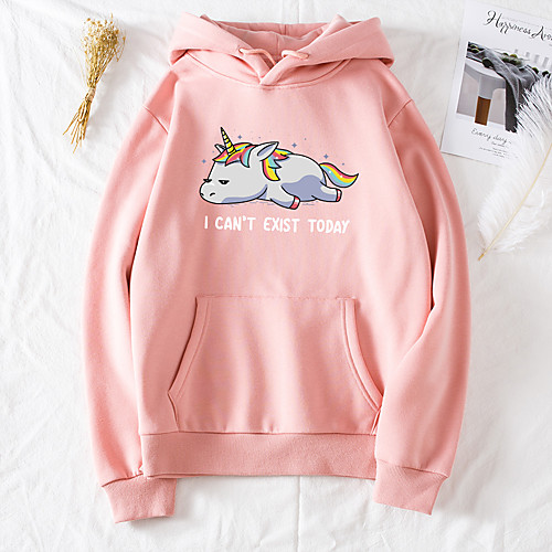 

Women's Pullover Hoodie Sweatshirt Graphic Text Letter Front Pocket Daily Other Prints Basic Hoodies Sweatshirts Black Purple Red / Animal