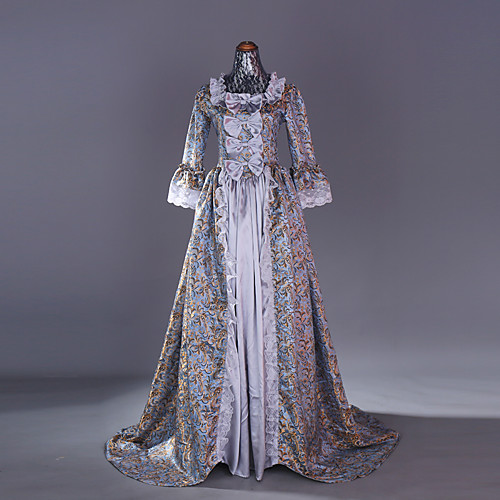 

Maria Antonietta Rococo Lace Up Victorian Lolita 18th Century Dress Party Costume Prom Dress Women's Lace Satin Costume Blushing Pink / Gray Vintage Cosplay Party Prom Long Sleeve Floor Length Ball