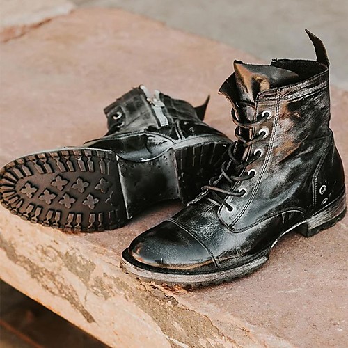 

Men's Boots Work Boots British Daily PU Breathable Waterproof Non-slipping Booties / Ankle Boots Black Brown Winter