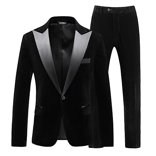 

Tuxedos Standard Fit Peak Single Breasted One-button Cotton Blend / Polyester Geometic