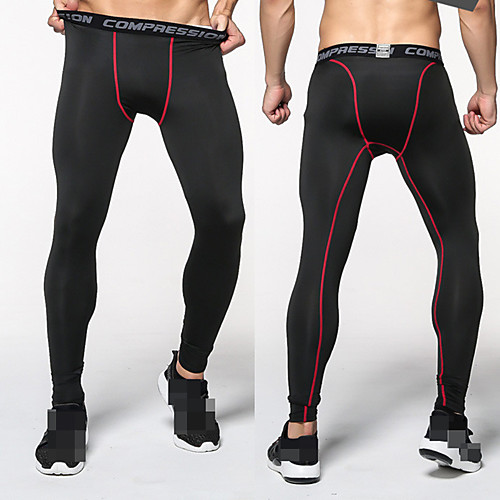 

JACK CORDEE Men's Running Tights Leggings Compression Pants Base Layer Bottoms Winter Fitness Gym Workout Running Jogging Training Breathable Quick Dry Moisture Wicking Sport Black / Red Black