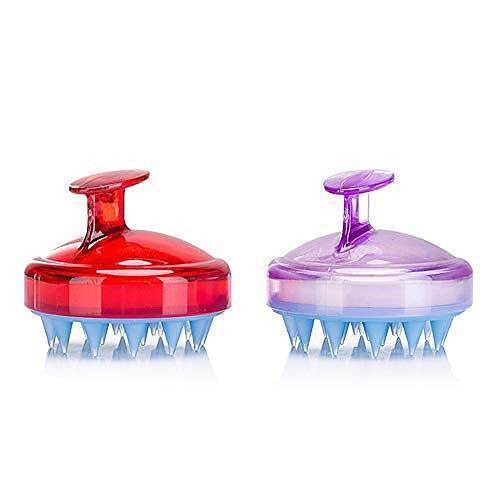 

shampoo brush hair scalp massage brush scalp care hair cleaning shower soft silicone comb for men women kids and pet hair deep cleaning by (redpurple 2 pcs)