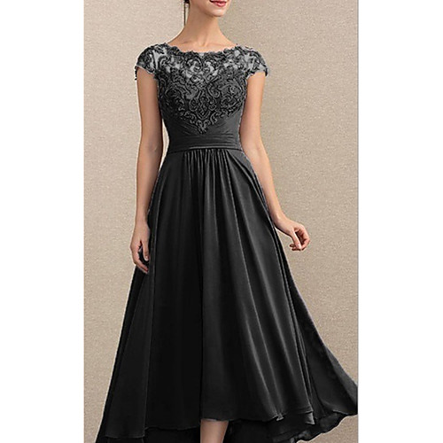 

Women's Swing Dress Maxi long Dress Black Blue Wine Gray Short Sleeve Solid Color Lace Patchwork Summer Casual 2021 S M L XL XXL 3XL