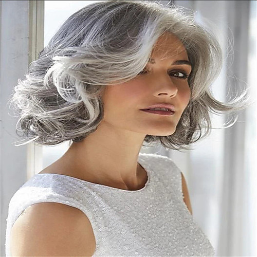 

Synthetic Wig Curly kinky Straight Pixie Cut Wig Short Grey Synthetic Hair 14 inch Women's Classic Easy to Carry Fluffy Dark Gray