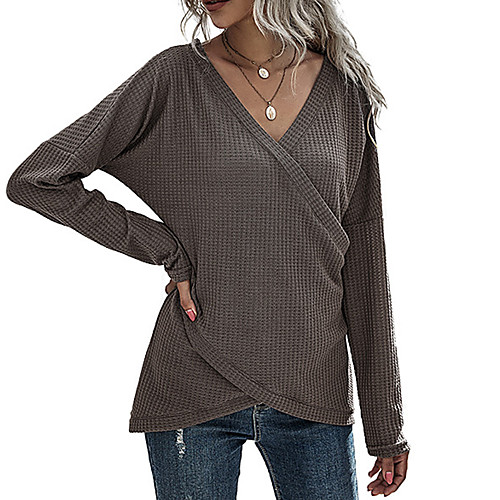 

Women's Sweatshirt Pullover Pure Color V Neck Solid Color Sport Athleisure Sweatshirt Top Long Sleeve Warm Soft Comfortable Everyday Use Daily Exercising / Winter