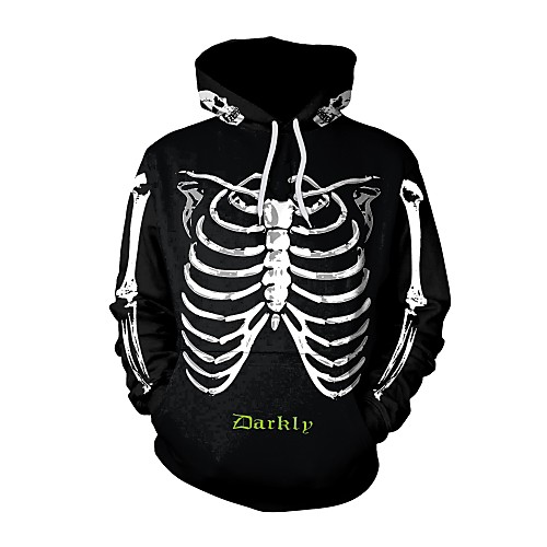 

Men's Pullover Hoodie Sweatshirt 3D Skull Hooded Halloween 3D Print Halloween Hoodies Sweatshirts Long Sleeve Loose Black