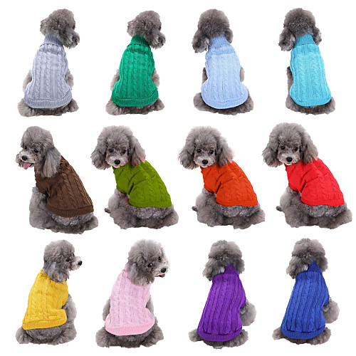 

Dog Cat Sweater Solid Colored Casual / Daily Simple Style Winter Dog Clothes Puppy Clothes Dog Outfits Purple Yellow Red Costume for Girl and Boy Dog Polyester XS S M L XL XXL