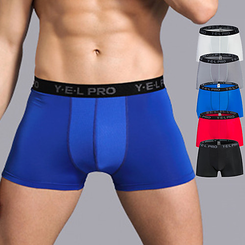 

YUERLIAN Men's Sports Underwear Running Tight Shorts Athletic Briefs Mesh Exercise & Fitness Running Trail Breathable Quick Dry Soft Plus Size Sport Red / White White Black Blue Grey Solid Colored