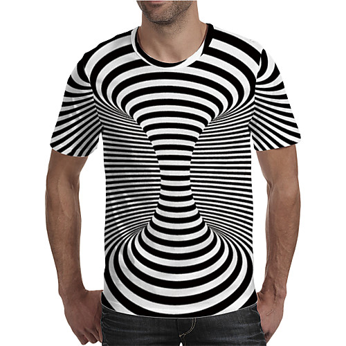 

Men's T shirt 3D Print Graphic Plus Size Print Short Sleeve Daily Tops Elegant Exaggerated Black