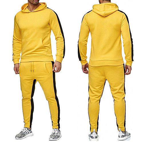 

Men's 2 Piece Patchwork Tracksuit Sweatsuit Street Athleisure 2pcs Winter Long Sleeve Thermal Warm Moisture Wicking Breathable Fitness Gym Workout Running Jogging Training Sportswear Normal Hoodie