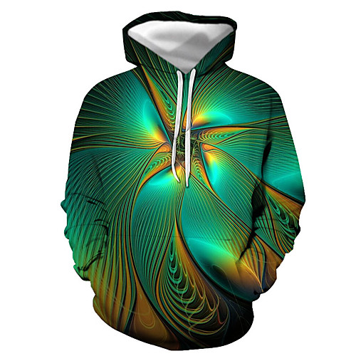 

Men's Pullover Hoodie Sweatshirt Graphic Hooded Daily Going out 3D Print Basic Casual Hoodies Sweatshirts Green