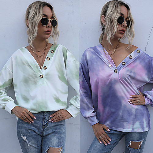 

Women's T shirt Tie Dye Shirt Sweatshirt Tee / T-shirt Pullover Oversized Color Block Tie Dye Cute Sport Athleisure Top Long Sleeve Comfortable Everyday Use Daily Outdoor
