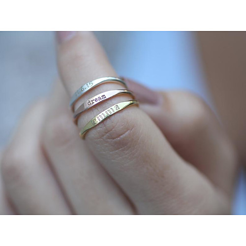 

Personalized Customized Ring Titanium Steel Letter Daily Round 1pcs Rose Gold Gold Silver