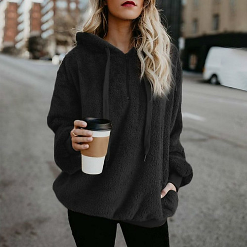 

Women's Pullover Hoodie Sweatshirt Solid Colored Plain Daily non-printing Basic Hoodies Sweatshirts Cotton White Black Blushing Pink