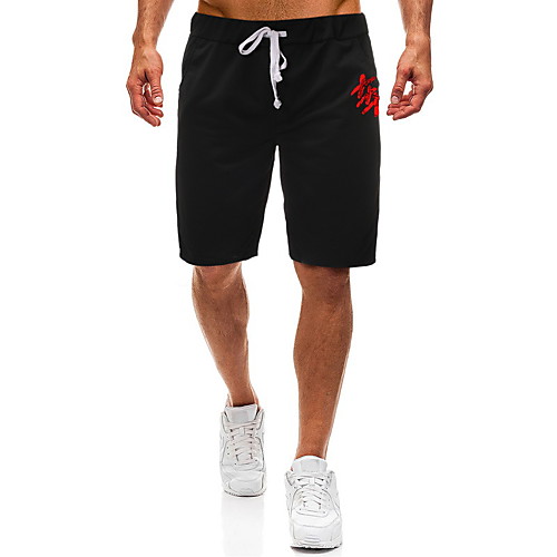 

Men's Shorts Jogger Shorts Elastic Waist Drawstring Cotton Letter Printed Sport Athleisure Shorts Breathable Soft Comfortable Running Everyday Use Beach General Use