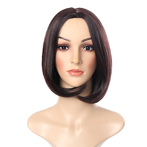 

Synthetic Wig Straight Bob Middle Part Wig Short Brown Synthetic Hair 12 inch Women's Easy to Carry Comfortable Middle Part Bob Brown
