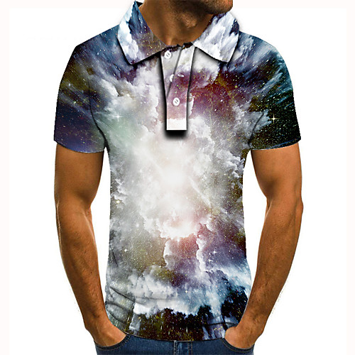 

Men's Polo 3D Print Graphic Print Short Sleeve Daily Tops Basic Black / White