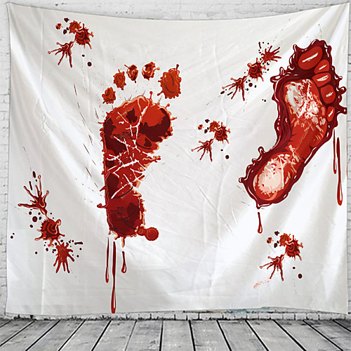 

Halloween Party Holiday Wall Tapestry Art Decor Blanket Curtain Picnic Tablecloth Hanging Home Bedroom Living Room Dorm Decoration Psychedelic Bloody Footprint Haunted Scary Polyester