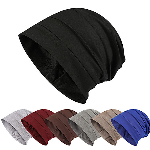 

Women's Men's Beanie Hat 1 PCS Winter Outdoor Portable Warm Soft Comfortable Skull Cap Beanie Hat Solid Color Cotton Dark Grey Black Burgundy for Fishing Climbing Beach