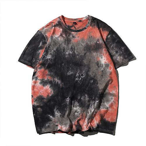 

Men's T shirt non-printing Tie Dye Short Sleeve Daily Tops Cotton Vintage Blushing Pink