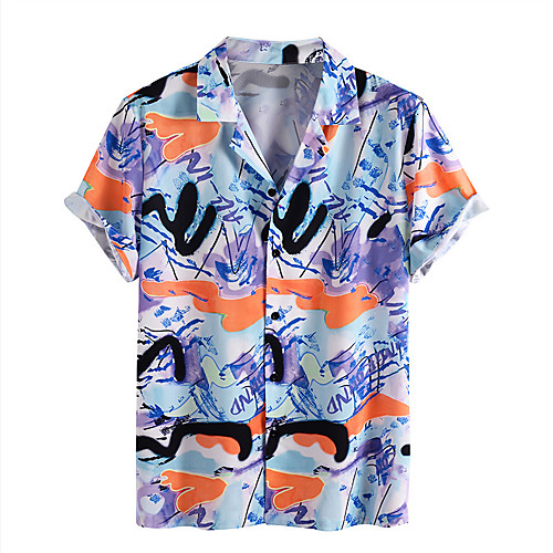 

Men's Shirt Other Prints Graphic Short Sleeve Daily Tops Basic White
