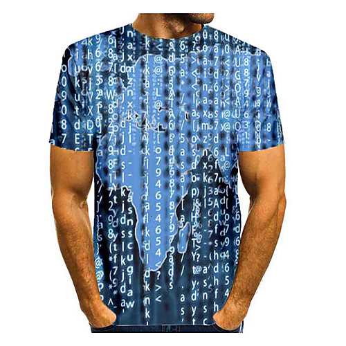 

Men's T shirt 3D Print Graphic Abstract Short Sleeve Daily Tops Basic Blue