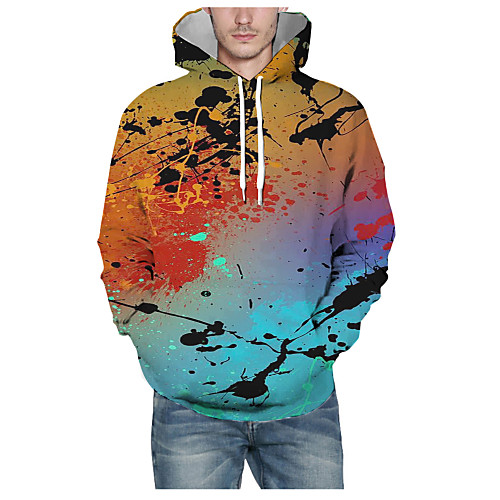 

Men's Daily Pullover Hoodie Sweatshirt 3D Graphic Hooded Basic Hoodies Sweatshirts Long Sleeve Rainbow