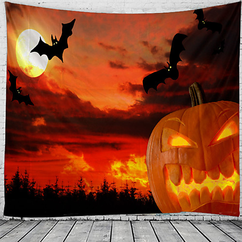 

Halloween Wall Tapestry Art Decor Blanket Curtain Picnic Tablecloth Hanging Home Bedroom Living Room Dorm Decoration Psychedelic Pumpkin Bat Haunted Scary Polyester