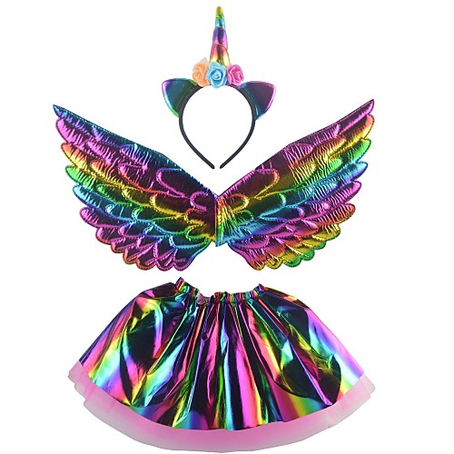 

Unicorn Wings Halloween Props Girls' Movie Cosplay Headpieces Stage Props Golden Silver Rainbow Skirts Wings Headwear Christmas Halloween Carnival Plastics