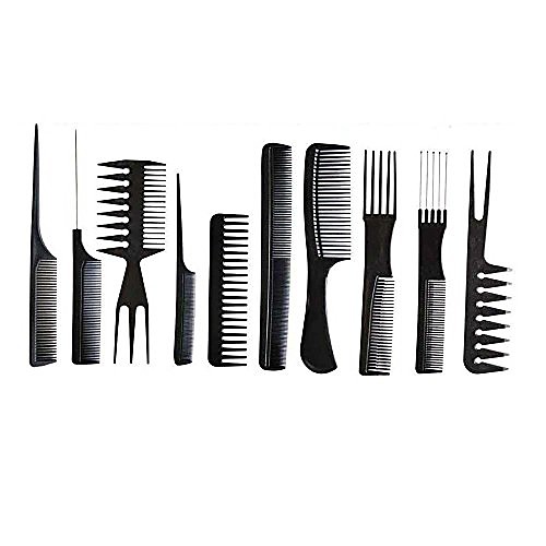 

10pcs black professional hair brush comb salon barber anti-static hair combs hairbrush hairdressing combs hair care styling tools (black)