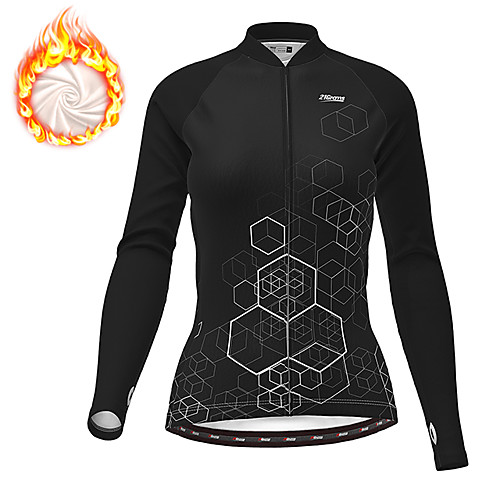 

21Grams Women's Long Sleeve Cycling Jersey Winter Fleece Polyester Black Gradient Geometic Bike Jersey Top Mountain Bike MTB Road Bike Cycling Thermal Warm Fleece Lining Breathable Sports Clothing