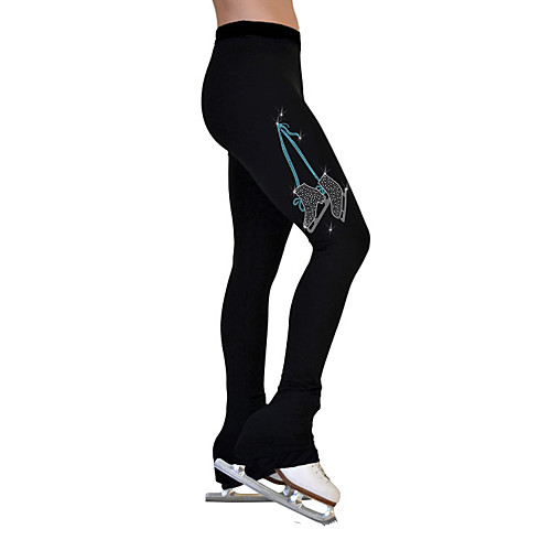 

Figure Skating Pants Women's Girls' Ice Skating Pants / Trousers Bottoms Black Spandex High Elasticity Training Competition Skating Wear Warm Handmade Crystal / Rhinestone Ice Skating Winter Sports